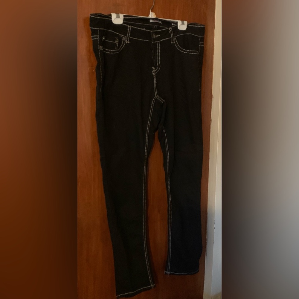 Bongo Womens Dark Wash Black Denim Jeans plus size 18w